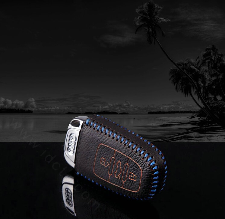 Funky Genuine Leather Key Ring Auto Key Bags Smart for Audi A6 - Blue